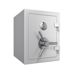 Metal safe isolated on white background, 3D render