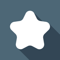 Simple star icon, sign of rating or rank. White flat icon with l