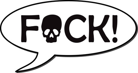 Expletive in speech bubble skull