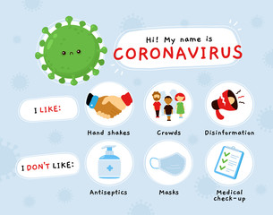 Cute angry Coronavirus character infographic