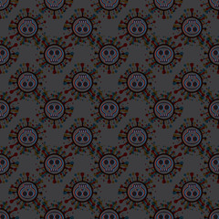 stereo effect of a deadly virus Coronavirus SARS-CoV-2 seamless pattern. bacterium virus in the shape of a Skull shape Covid-19 coronavirus. Covid 19-NCP