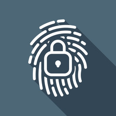 Fototapeta premium Fingerprint with close lock, personal protect, secutiry icon. Wh