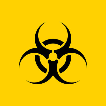 Bio hazard sign caution. Biological danger toxic symbol, virus risk, biohazard alert