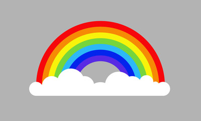 Rainbow cloud icon illustration. Rainbow background isolated sky design cartoon clipart