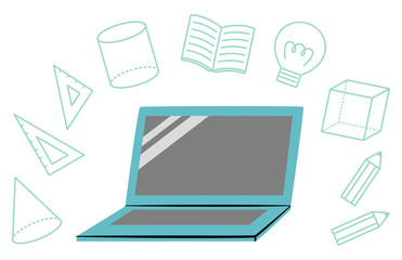 illustration of pc with school icon