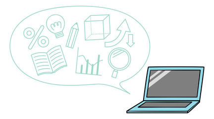illustration of pc with school icon