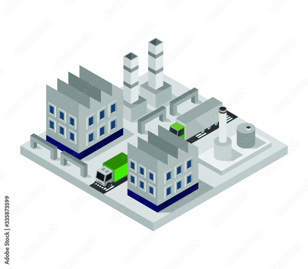 Poster isometric industry