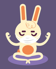 Bunny wearing a mask meditating