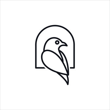 recommend clip art: bird simple logo line outline monoline vector design concept