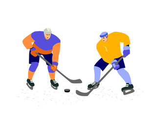 Ice hockey vector colorful hand drawn illustration.