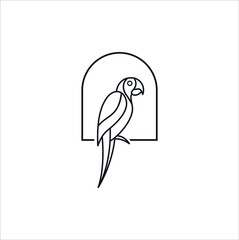 bird simple logo line outline monoline vector design concept