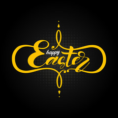Greeting card or banner Happy Easter on a black background. Vector illustration