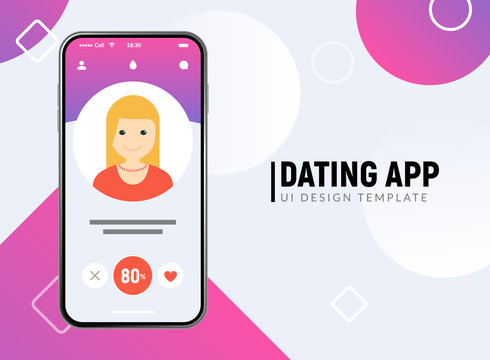 Dating App Online Mobile Concept. Female Male Profile Flat Design. Couple Match For Relationship