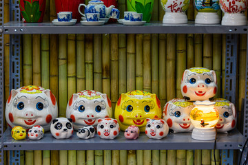 Ceramic piggy-banks for sale in Hanoi, Vietnam © Stephen