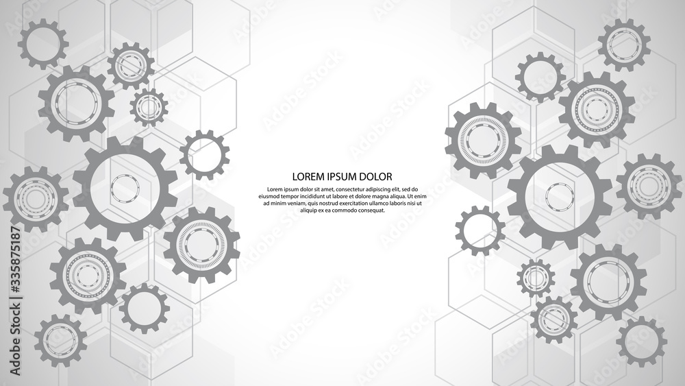 Wall mural cogs and gear wheel mechanisms. hi-tech digital technology and engineering. abstract technical backg