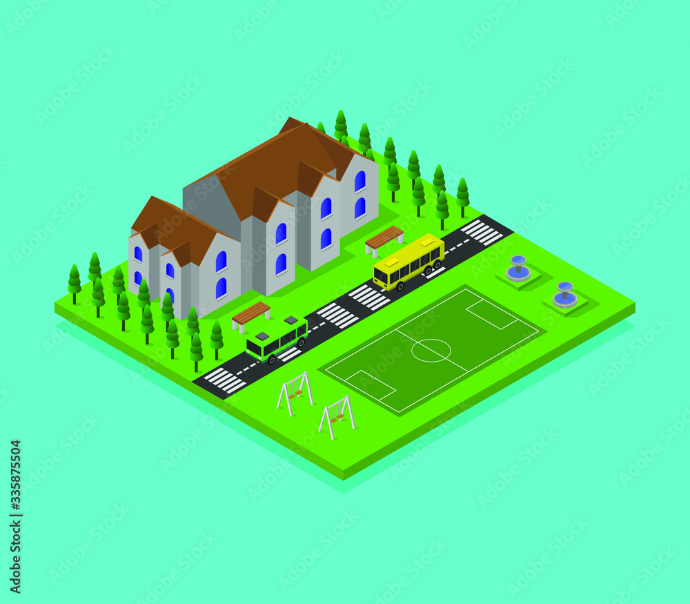 Sticker isometric school