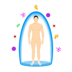 Immune system vector icon logo. Health bacteria virus protection. Medical prevention human germ