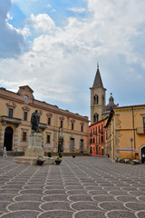 Sulmona, Italy, 08/08/2018. A square in the center of a medieval town in the Abruzzo region