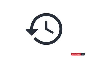 Circular Line Arrow Reload Refresh Recycle Time Icon isolated on White Background. Flat Vector Icon Design Template Element.