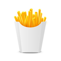 French potato pack box. Cartoon fastfood fry potato isolated illustration fast food