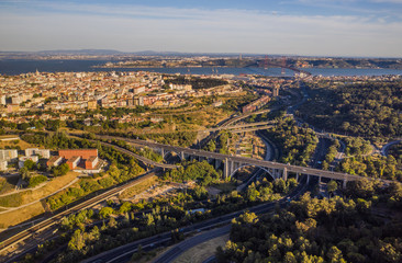 Lisbon in Portugal, aerial drone view
