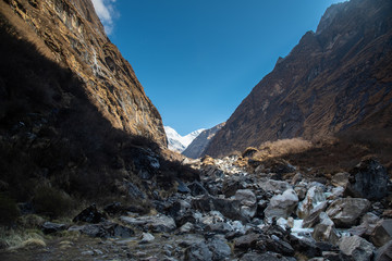 Beautiful natural landscape  himalaya mountain rangesAnnapura  Annapura basecamp (ABC) trekking route in April