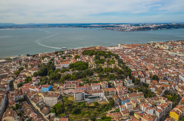 Lisbon in Portugal, aerial drone view