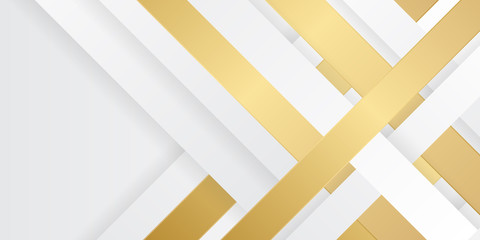 Abstract geometric shape white gold background with light and shadow 3D layered for presentation design.