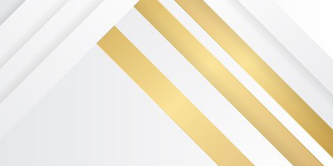 Abstract geometric shape white gold background with light and shadow 3D layered for presentation design.