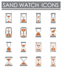Sand watch related icons set on background for graphic and web design. Creative illustration concept symbol for web or mobile app
