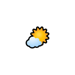 Sun with Cloud Isolated Realistic Vector Icon. Weather Illustration Emoji, Emoticon, Icon