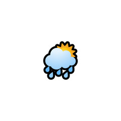 Rainy Weather Isolated Realistic Vector Icon. Drops, Sun and Cloud Illustration Emoji, Emoticon, Icon