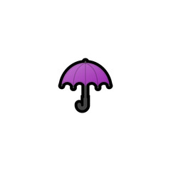 Umbrella Isolated Realistic Vector Icon. Purple Umbrella Illustration Emoji, Emoticon, Icon