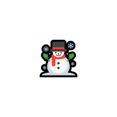 Happy Snowman in Hat Isolated Realistic Vector Icon. Funny Snowman Illustration, Icon