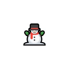 Funny Snowman in Hat Isolated Realistic Vector Icon. Happy Snowman Illustration, Icon