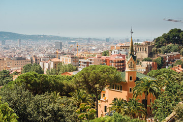 Fototapeta na wymiar The Park güell, architect Antoni gaudí in Barcelona