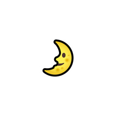 Obraz na płótnie Canvas Half Moon, Smiling Face Isolated Realistic Vector Icon. Moon Cycle, Lunar phases Illustration Emoji, Emoticon, Icon
