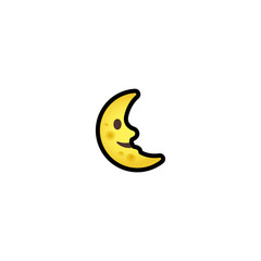 Fototapeta na wymiar Half Moon, Smiling Face Isolated Realistic Vector Icon. Moon Cycle, Lunar phases Illustration, Icon