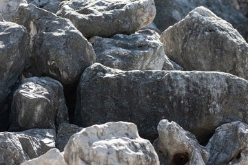 Pile of big stones in a quarry