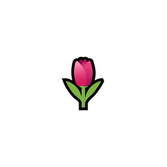 Pink Tulip Isolated Realistic Vector Icon. Pink Flower Illustration  Icon