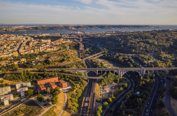 Lisbon in Portugal, aerial drone view