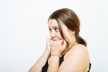 Fototapeta premium The woman is afraid of fear