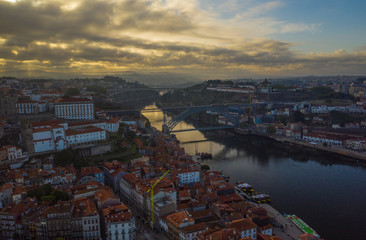 Fototapeta na wymiar Porto in Portugal cityscape, aerial drone view