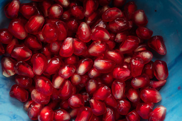 Ripe pomegranate, close up of grain.