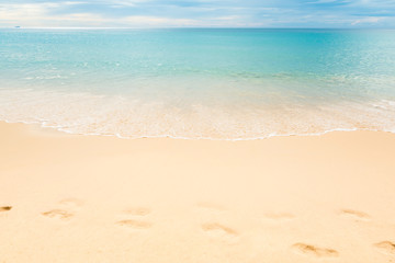 Fototapeta na wymiar Footmark in the Sand on Beach at Thailand