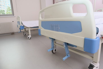 part of a medicine bed with a lifting mechanism in the ward of a medical hospital