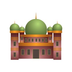 Illustration of a Mosque Building with a Dome
