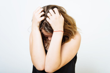 Fototapeta premium The woman is afraid of fear