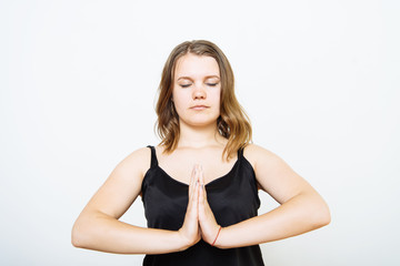 Portrait  woman, eyes closed, in meditation