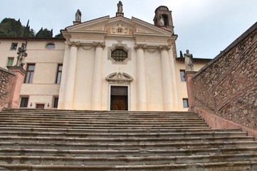 staircase in front of the church in the city of Marostica